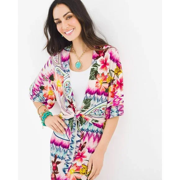 Chico's Ikat Floral Kimono - Picture 2 of 7